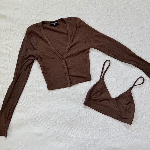 White Fox Boutique Two Piece Crop Top - Picture 1 of 5